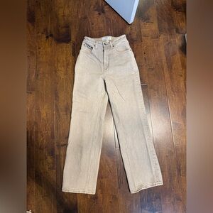 Abercrombie & Fitch Women's Cream Straight Leg Jeans